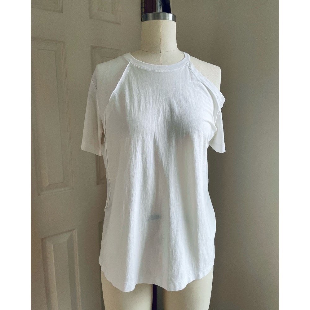 Helmut Lang White Asymmetric Shoulder Cut-Out Tee Women’s Small